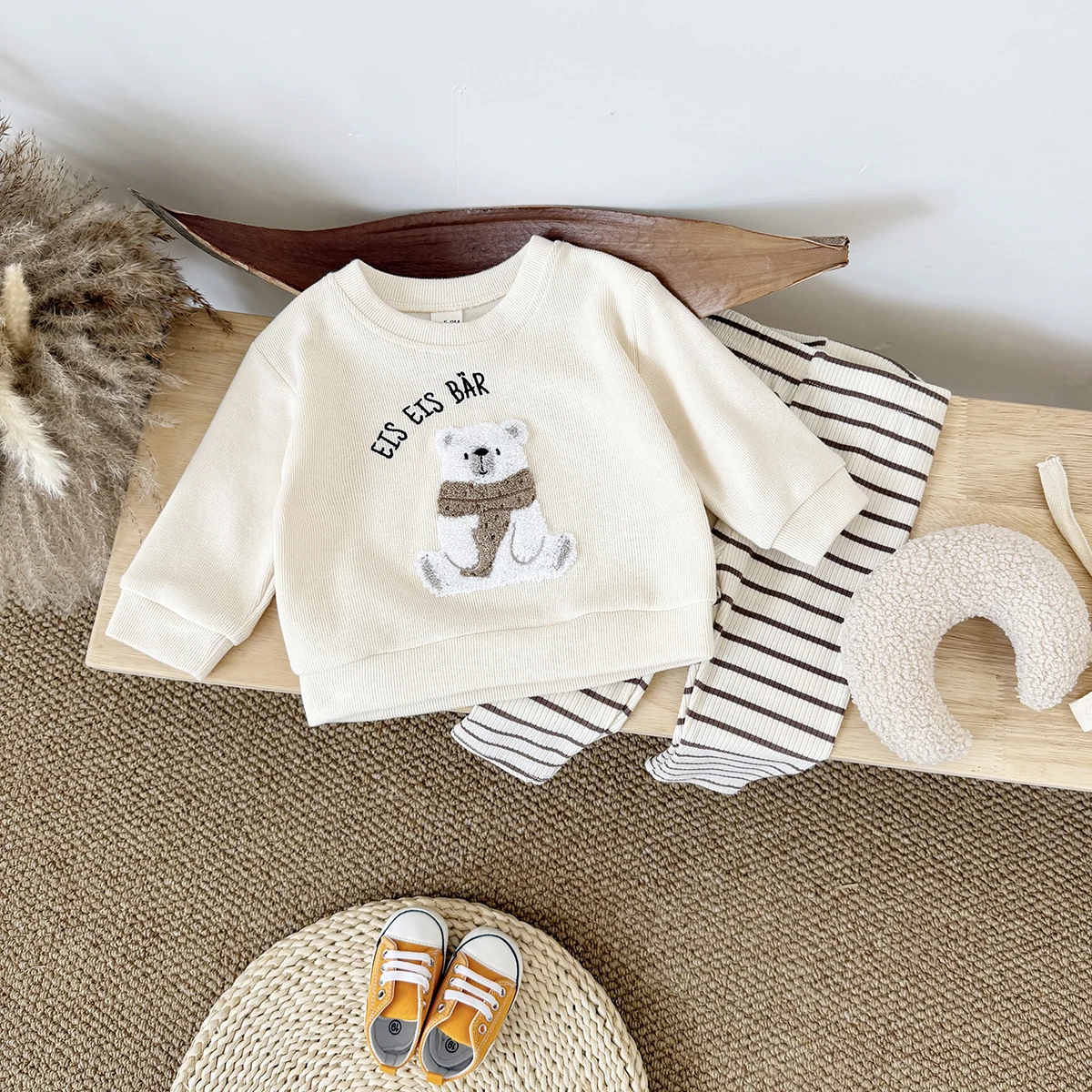 

Ins Girl Clothing Sets Autumn Long-Sleeved Sweatshirts Polar Bear Cute Top+Bottom 2pcs Infant Boys Baby Outfits Casual Wear