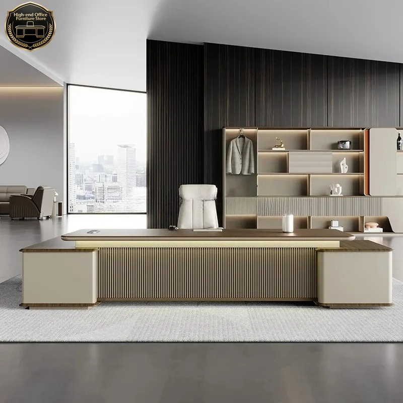 

Комплект офисной мебели HT Simple Executive Space Fashion Series: лакированный стол руководителя и стул, полный набор