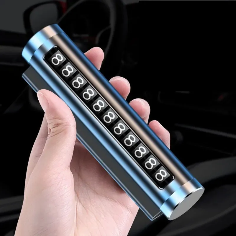 Metal Car Temporary Parking Card Rotate Phone Number Plate Aluminum Stickers Park Stop In Car-styling Auto Parking Accessories