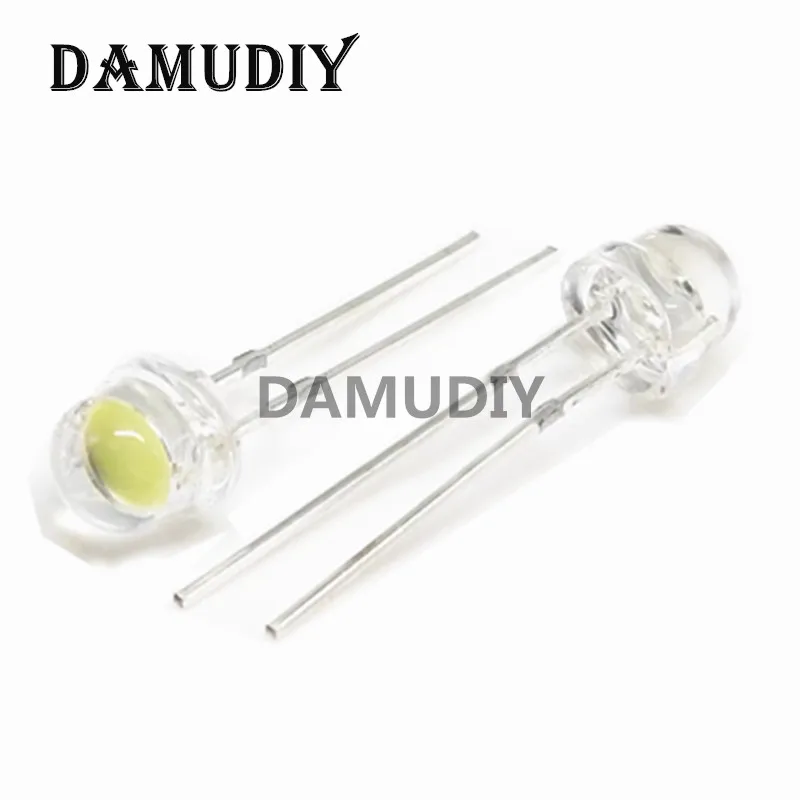 50pcs White 5mm F5 Straw Hat LED Chandelier Crystal Lamp Beads Super Bright Big Core Chip 6-7LM Light emitting diodes DIY lights