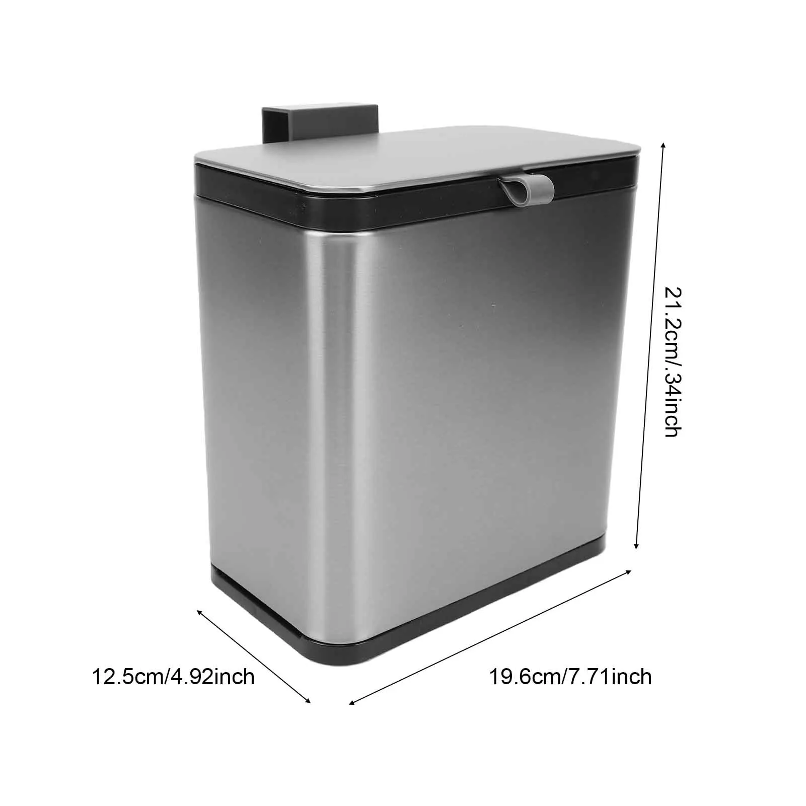 3L Stainless Steel Trash Can with Lid Garbage Bin Compact Space Saving Design Pet Proof Quiet Close Removable Inner Bucket