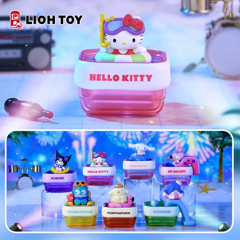 

Sanrio Swimming Pool Party Blind Box - Hellokitty Kuromi Cinnamoroll Figures Trendy Desktop Ornaments Children Birthday Gift Toy