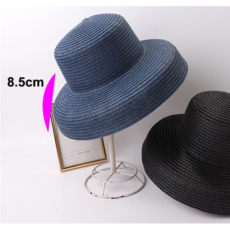 Summer Lady Pleated Straw Hat Women Hepburn Style Casual Sun Hat Large Brim Floppy Sun Hat Cap Holiday Beach Casquette Gorros