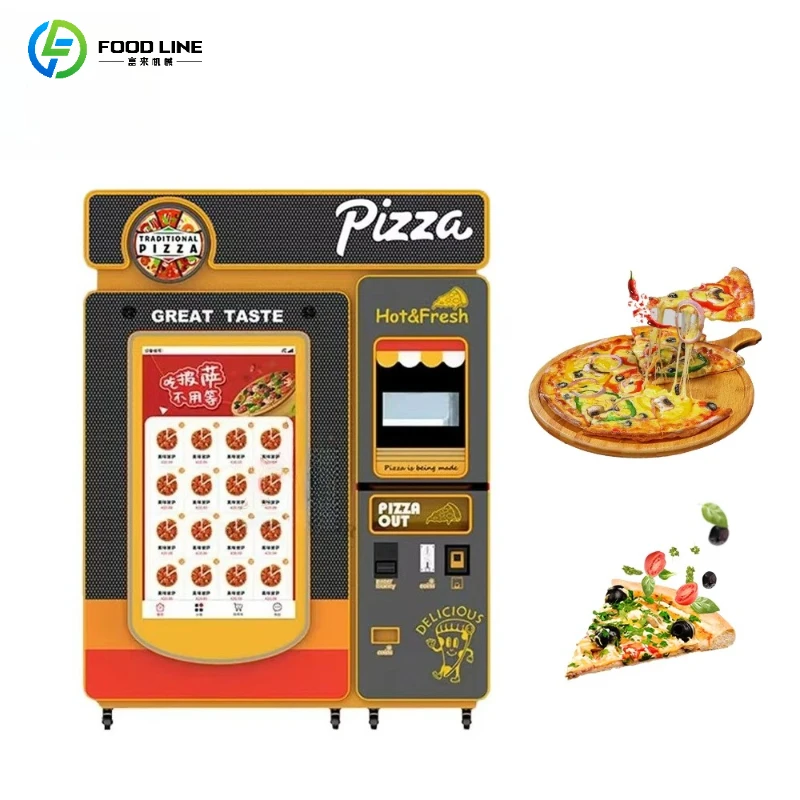 Customized Commercial Pizza Vending Machine Heated Oven Included Cash Card Mobile Payment Supported Touch Screen