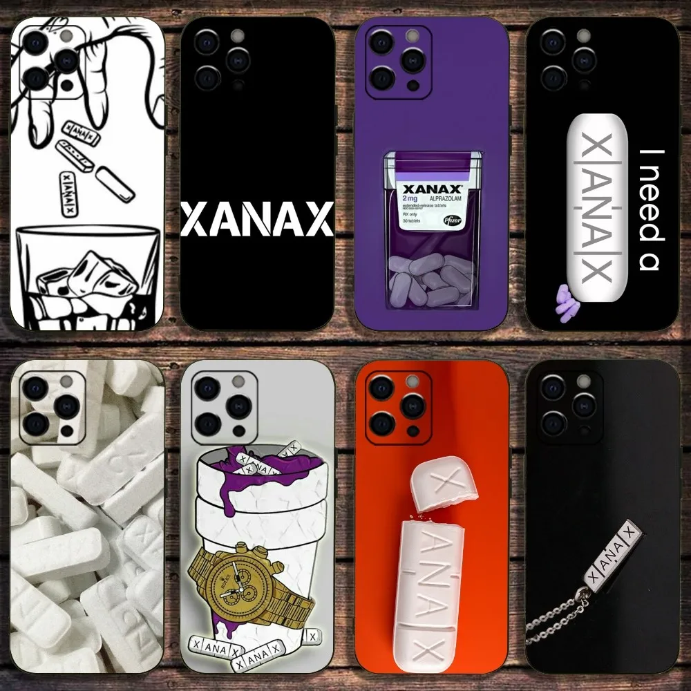 

M-Medicine X-XANAX Phone Case For Apple iPhone 15,14,13,12,11,Pro,X,XS,Max,XR,Plus,Mini Soft Black Cover