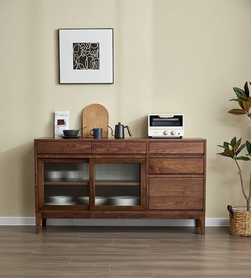 

Боковой шкаф из черного ореха, современный простой стеклянный шкафчик Changhong