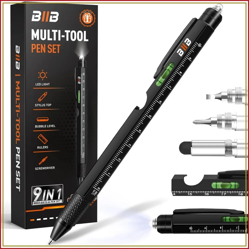 

9 in 1 Multitool Pen - Father's Day Gift for Men, Cool Gadgets for Dad Husband, Birthday Gifts from Daughter Son, Personalized Ideas