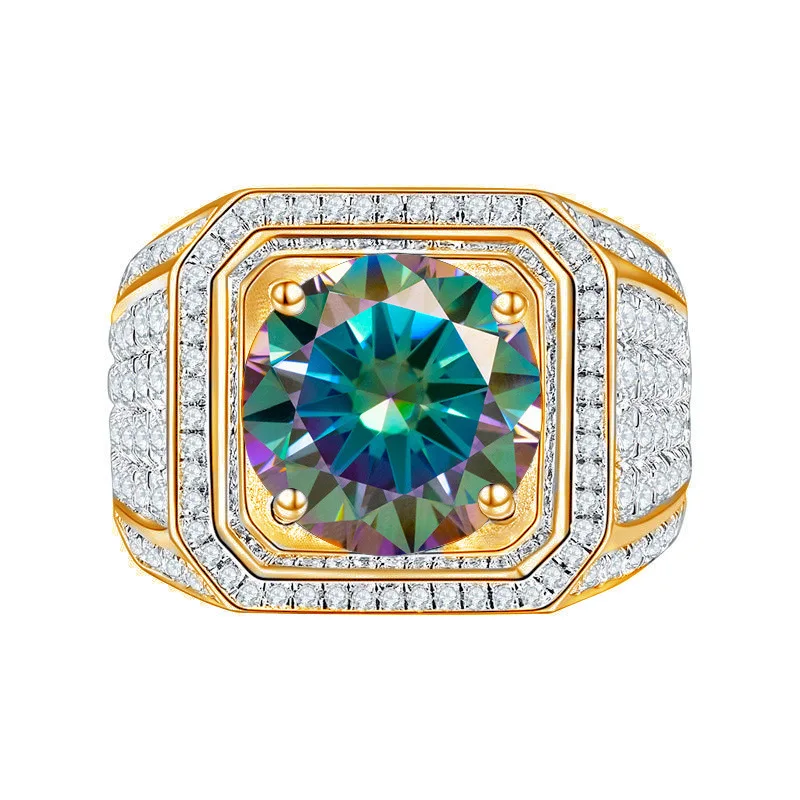 Imagem -04 - Moissanite Verde Anéis de Ouro para Homens e Mulheres S925 Prata Jóias Finas Teste Diamante Passe Gra 16 Cores Carat