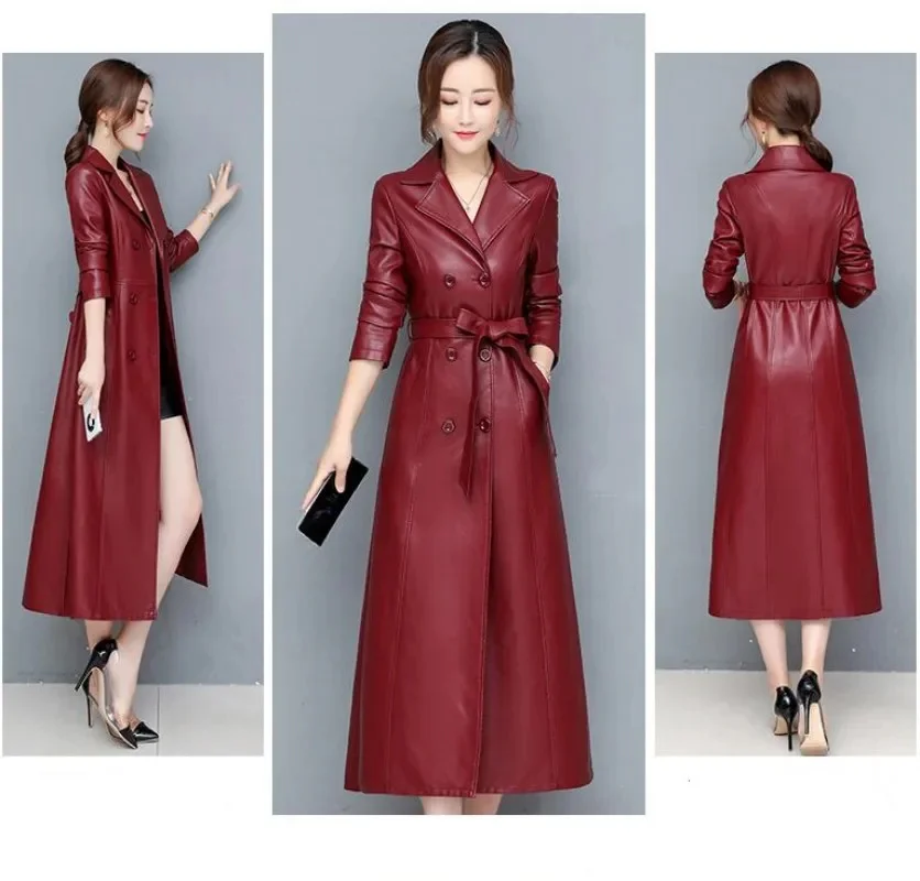 

New M-6XL Women Sheepskin Coat Spring Autumn 2024 Fashion Double Breasted Long Jacket Sheep Leather Overcoat Suede Outerwear