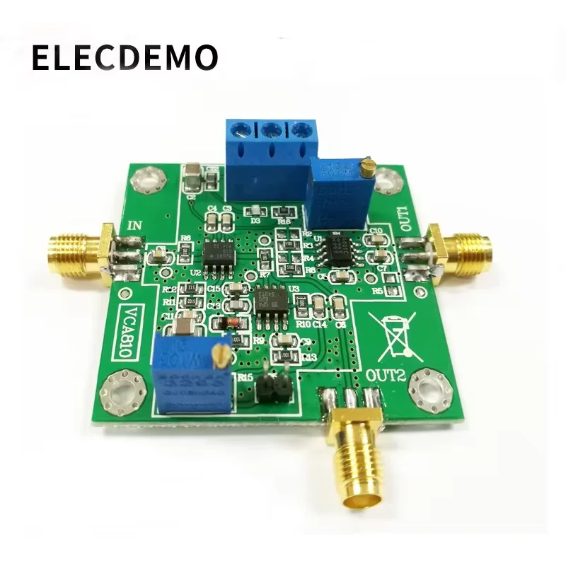 VCA810 AGC Voltage Controlled Gain Amplifier Module, Wideband Low Noise, Adjustable Gain, DAC Programmable Control, DIY PCB Kit