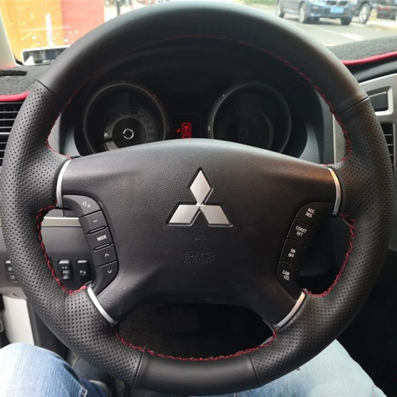 

For Mitsubishi Pajero V93 Steering Wheel Cover Genuine Leather Zinger Hand-stitched Car Interior Accessories Vehicle Supplies