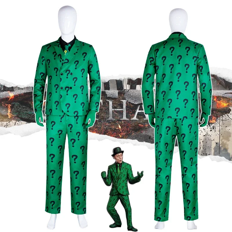 Men Green Question Mark Suit Adult The Riddler Edward Nygma Cosplay