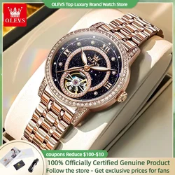 OLEVS 7036 Hollow Women's Watch Fully Automatic Mechanical Watch Luxury Diamond Inlaid Starry Sky Elegant Women's Brand Watch