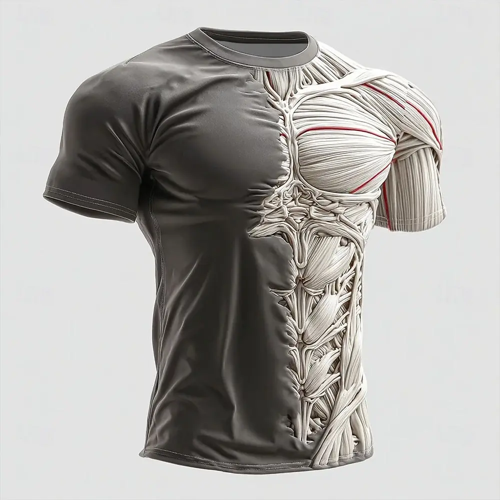 Muscle Optical Illusion T-Shirts 3D Print Men Women Street O-Neck Short Sleeve T Shirt Oversized Tees Harajuku Tops Man Clothing