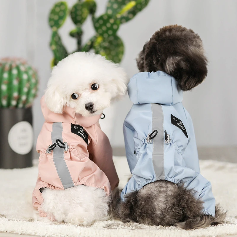 Waterproof Dog Pet Raincoat Reflective Puppy Hoodie for Small Dog Breathable Four- Legs Clothes Chihuahua Coat Yorkshire Jackets