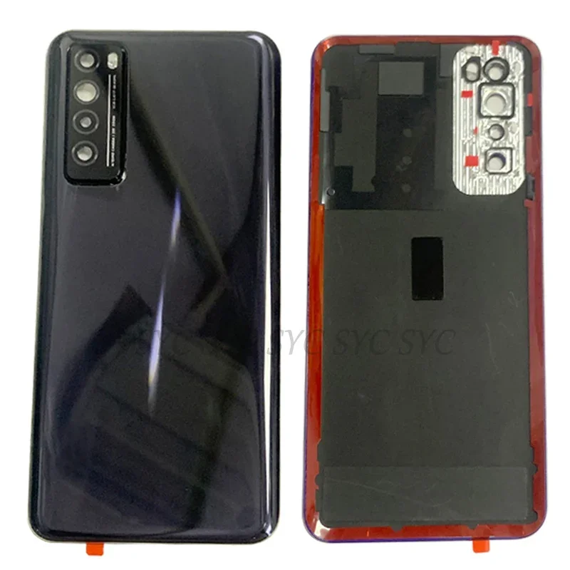 Capa de bateria para porta traseira, capa traseira para huawei nova 7 5g com logotipo da lente da câmera, peças de reparo