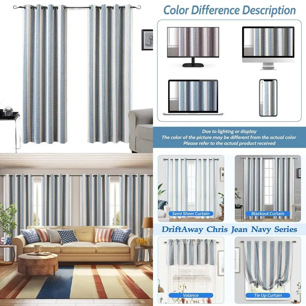 

Тепло- и звукоизоляционные светонепроницаемые шторы, 84 дюйма в длину, с полосатым дизайном для спален и гостиных