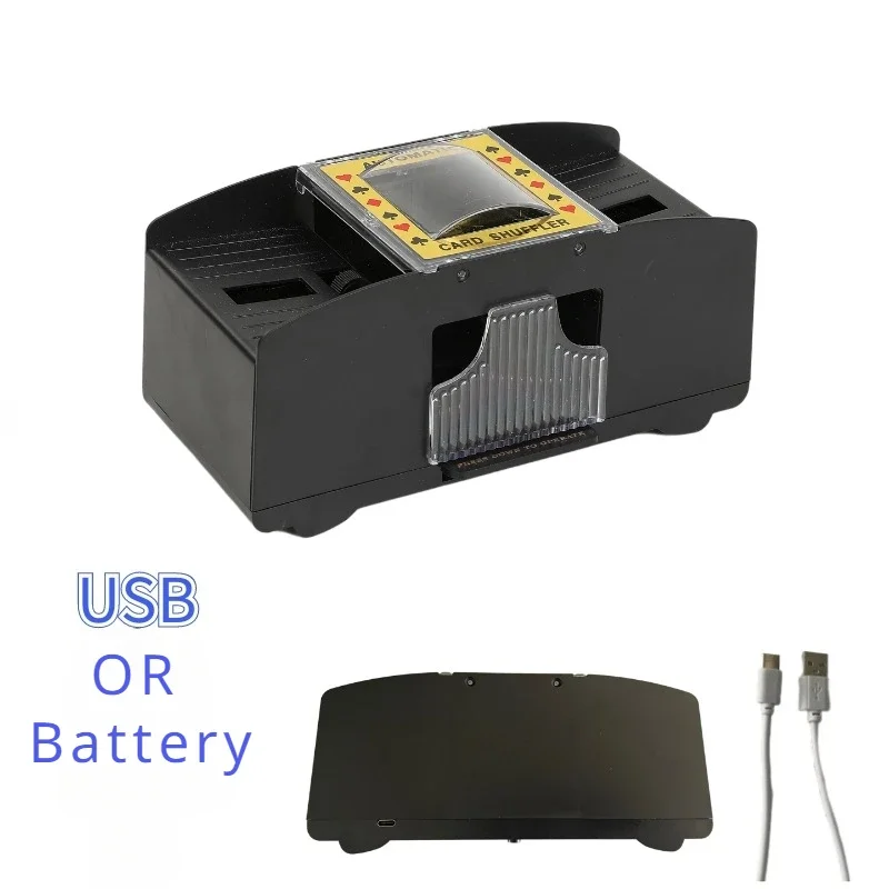 Máquina automática de embarquear tarjetas, batidora de tarjetas de póquer eléctrica con batería USB de 2/4 decks para juegos de mesa de fiesta en