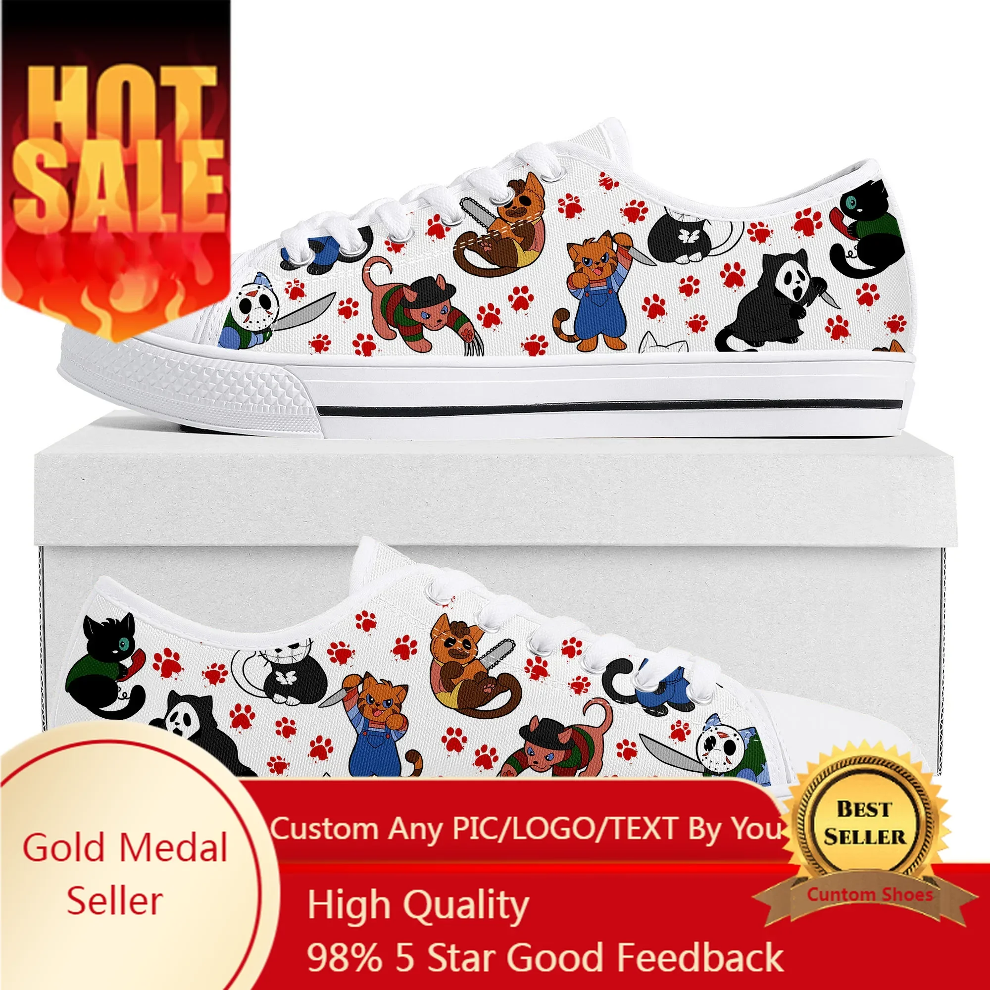 

Cat Horror Movies for Cat Lovers Low Top High Quality Sneakers Mens Womens Teenager Tailor-made Shoe Canvas Sneaker Couple Shoes