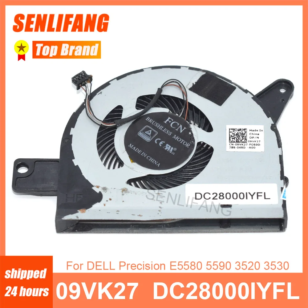 09VK27 9VK27 Well Tested Laptop Fan For Dell Precision E5580 5590 3520 3530 DC5V 0.5A 4Lines CPU Fan DC28000IYFL DFS501105PQ0T