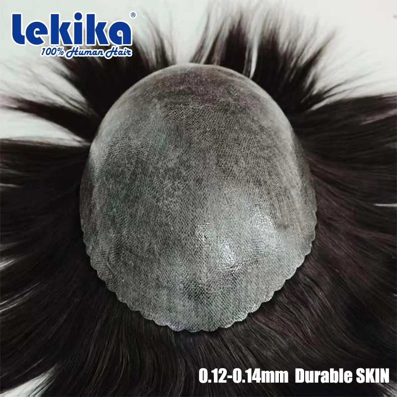 0.12 مللي متر حقن الجلد الشعر المستعار لينة خصلات الشعر المستعار الإنسان مريحة الذكور الشعر الاصطناعية 6 "نظام الشعر للرجل #1