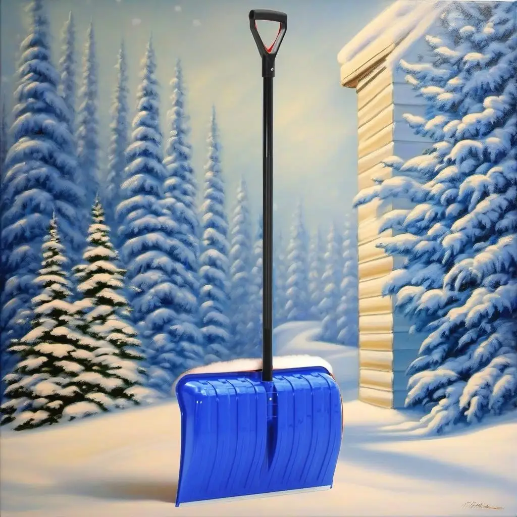 147cm Blue Metal Snow Shovel - Durable Winter Snow Removal Tool