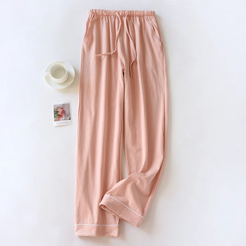 Pantalones de pijama de algodón para hombre y mujer, ropa de estar por casa, holgada, fina, con cintura elástica, ligera y cómoda