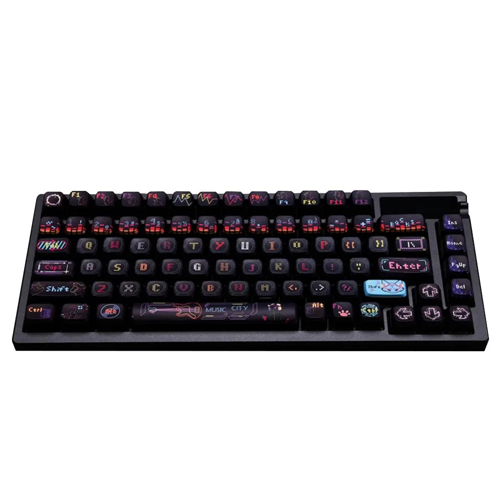 Dance Cat Hertz Cyberpunk Keycap 87 108 RKR75 Wireless Mechanical Keyboard 60% Backlit ASA Height Customization Keycaps 122Keys