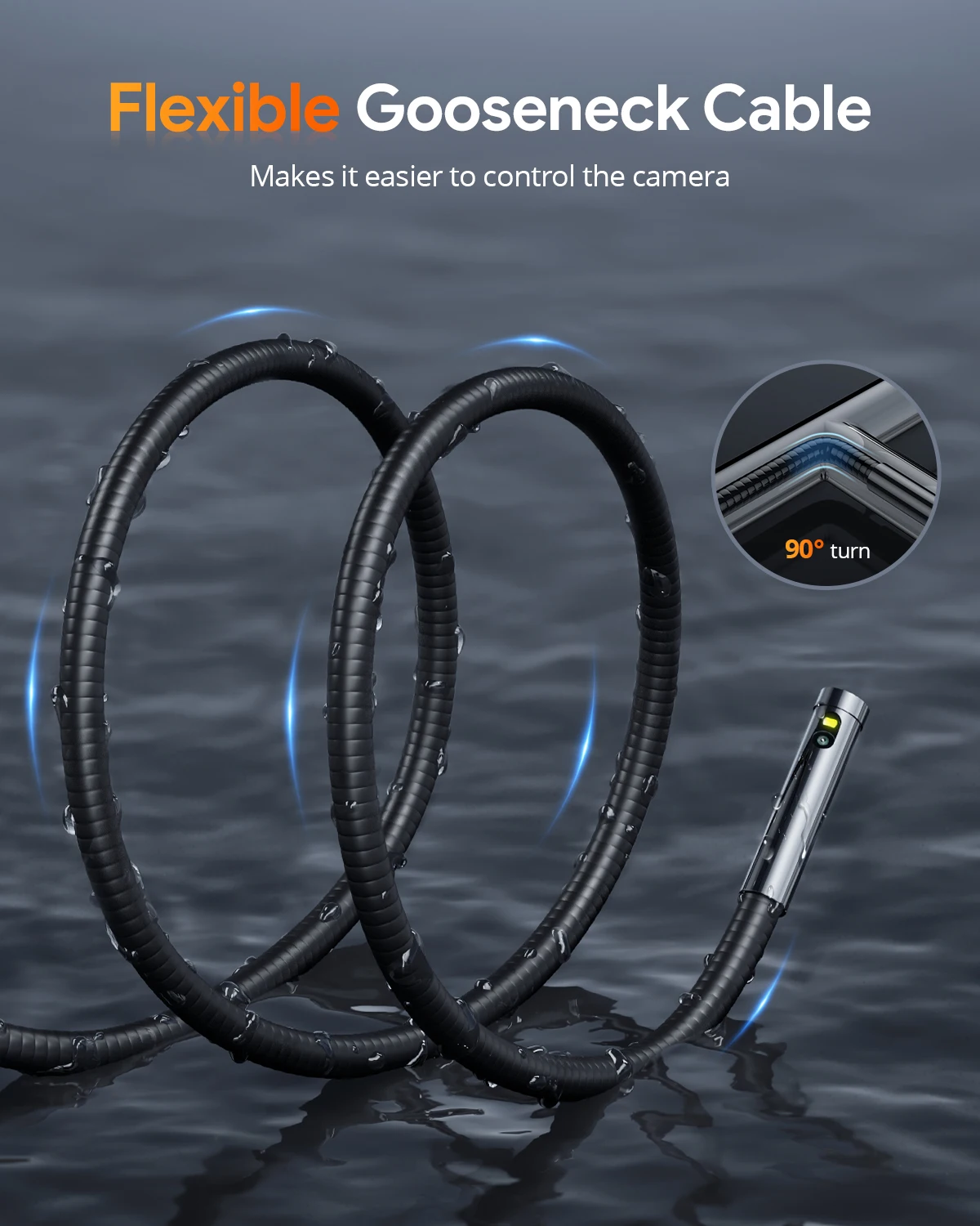 DEPSTECH Endoscope Camera 5MP Front Camera/ 2MP Side Camere 9mm Borescope IP67 Automotive Industry Endoscopic Cameras DS580