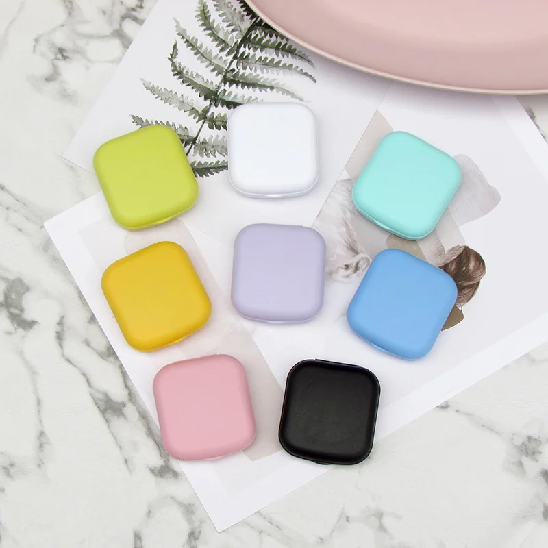 Glad Pocket Draagbare Mini Contact Lens Case Gemakkelijk Carry Gekleurde Lenzen Leerling Opbergdoos Spiegel Container Lentes Reizen Kit