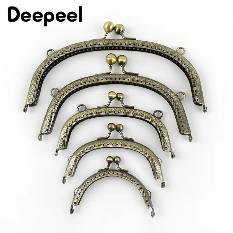 Bronze Purse Handle Semicirc Frame Purses Bags Metal Kiss Clasp Lock Sewing Handbag Handles DIY Bag Accessories