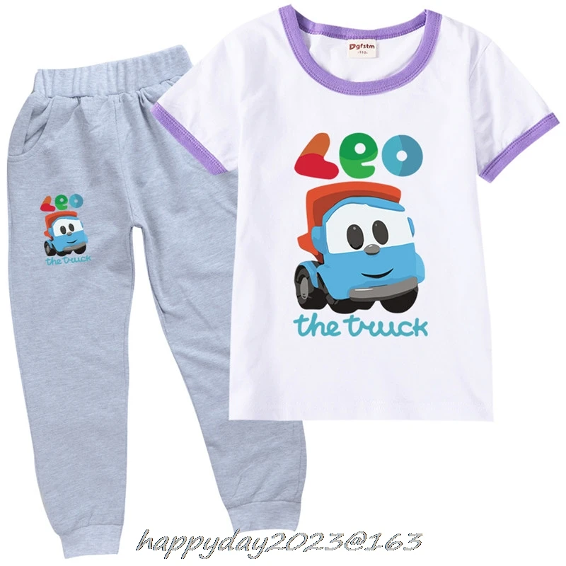 Spring Summer Toddler Girls Leo The Truck Tv Show Clothes 2pcs Outfits Kids Clothes Girl Tracksuit Suit For boys Children Cloth