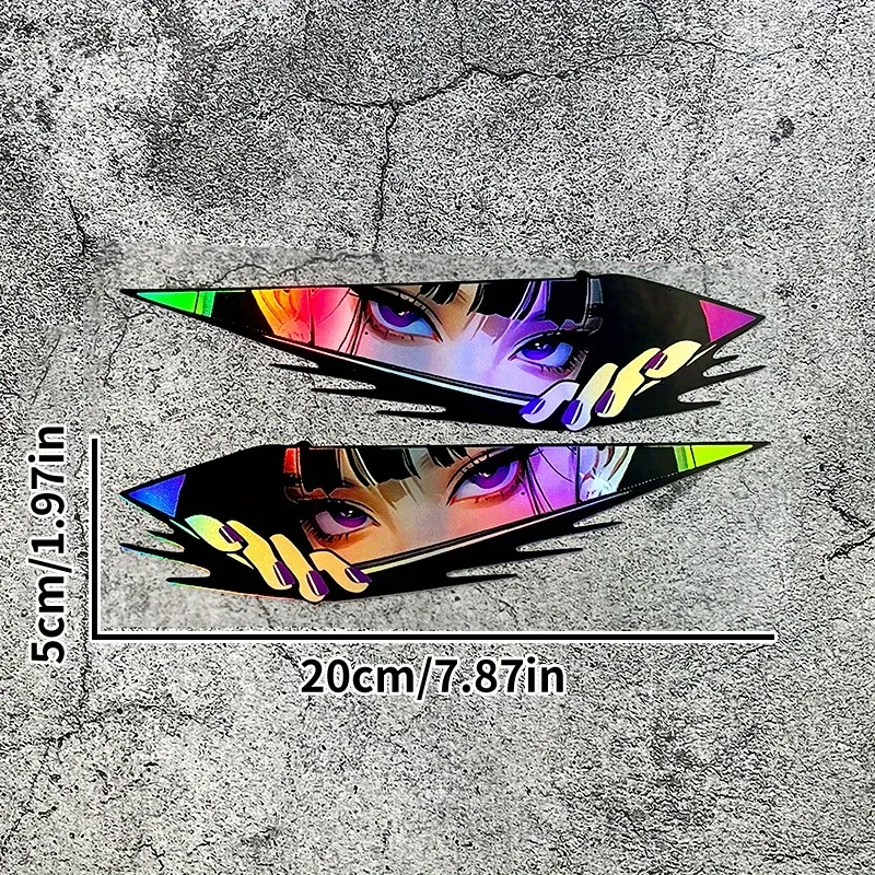 1 زوج أنيمي عيون JDM ملصقات السيارات مقاوم للماء موتو الجبهة هدية لوحات جانبية خزان الوقود سكوتر كهربائي نافذة السيارات شارات الفينيل #2