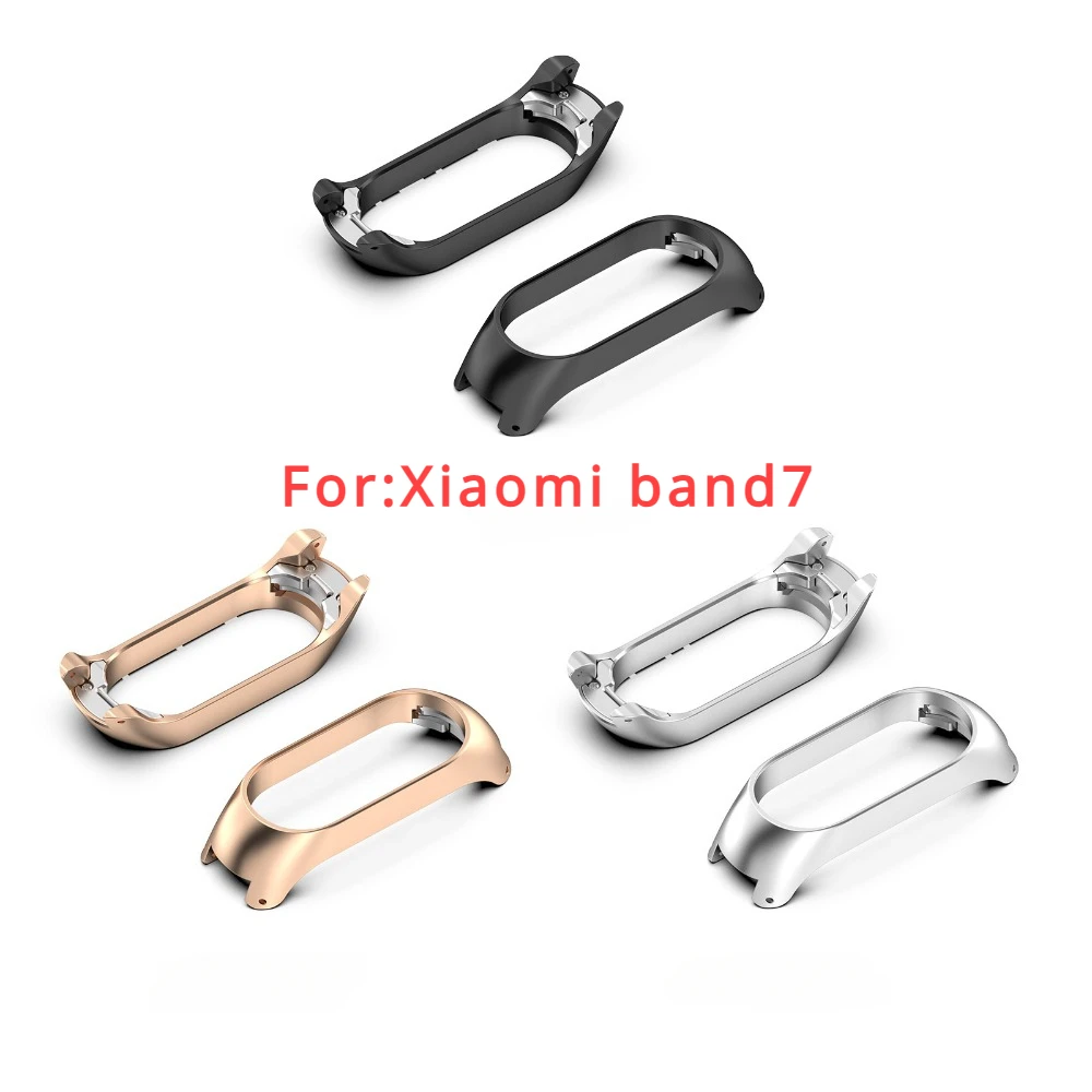 Metall gehäuse abdeckung für Xiaomi Band7 Rahmen Smartwatch Schutz zubehör verbinden 12mm breites Armband