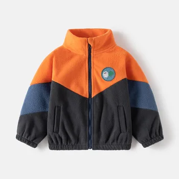 Ircomll New Children Boys Polar Fleece Jacket Autumn Winter Kids Coat Causal Toddler Stand Collar Zipper Outwear Boys Clothing 3