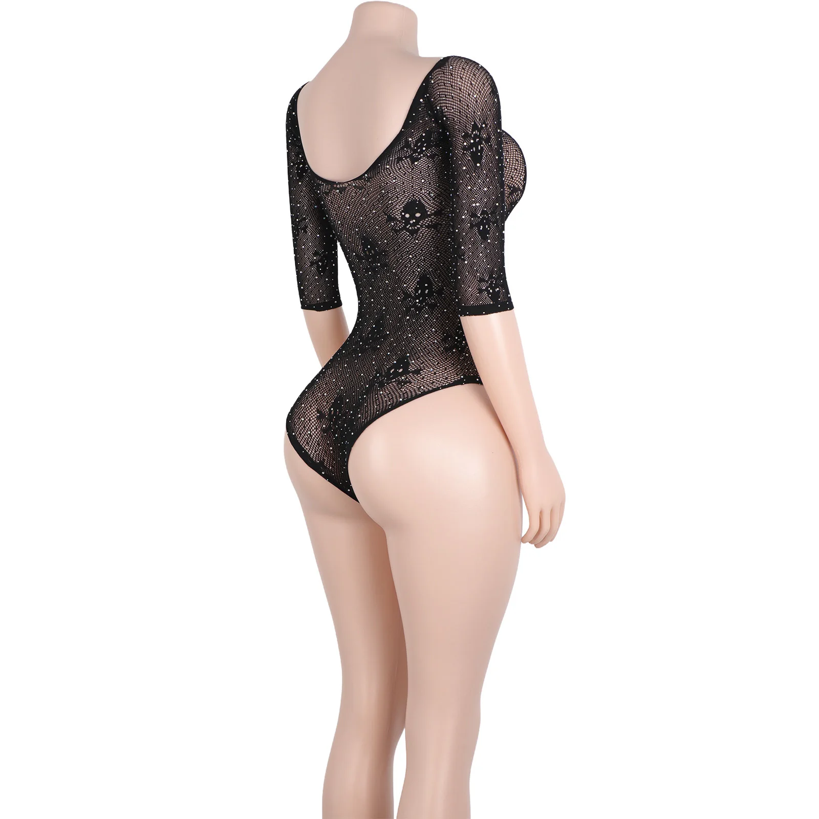 Halloween-Kostümlieferanten Großhandel mit Totenkopf-Aufdruck, langen Ärmeln, Tanga, Bikinis, Shorts, Dessous, exotischen Tanzbekleidungs-Strampler für Damen