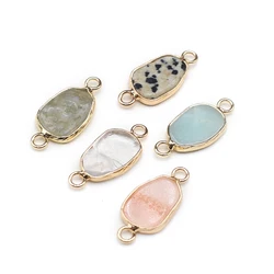 3Pcs Natural Stone Crystal Connector Irregular Aventurine Jade Quartz Labradorite Pendant Jewelry Making DIY Bracelet Earrings