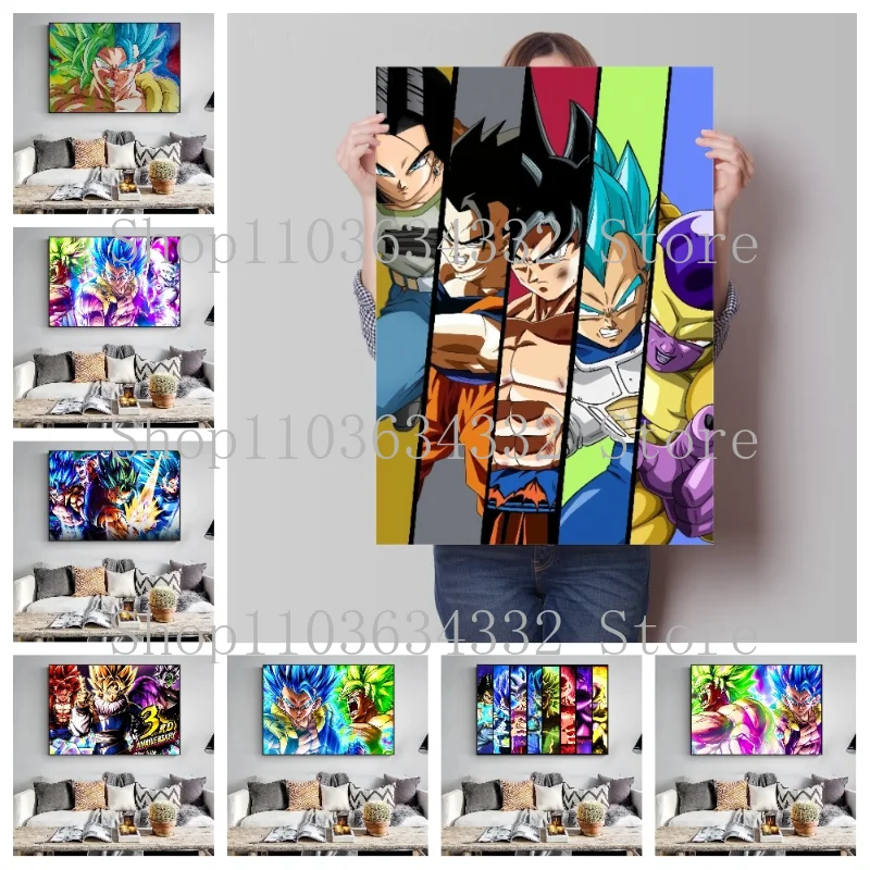 Classic Hot-blooded Anime Dragon Ball Goku Vegeta Poster Art Picture Canvas Painting Creative Home Wall Art Bedroom Decoration