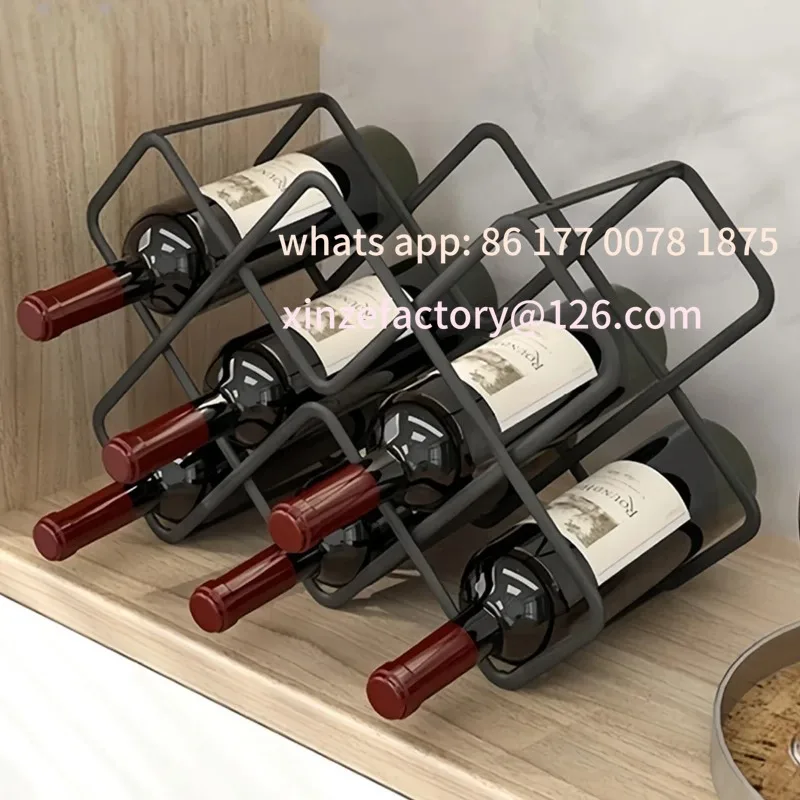 

Customizable 5/8 Grid Iron Metal Wine Rack Red Wine Bottle Storage Wine Display Rack Bar Desktop Decoration Cabinet Display Home