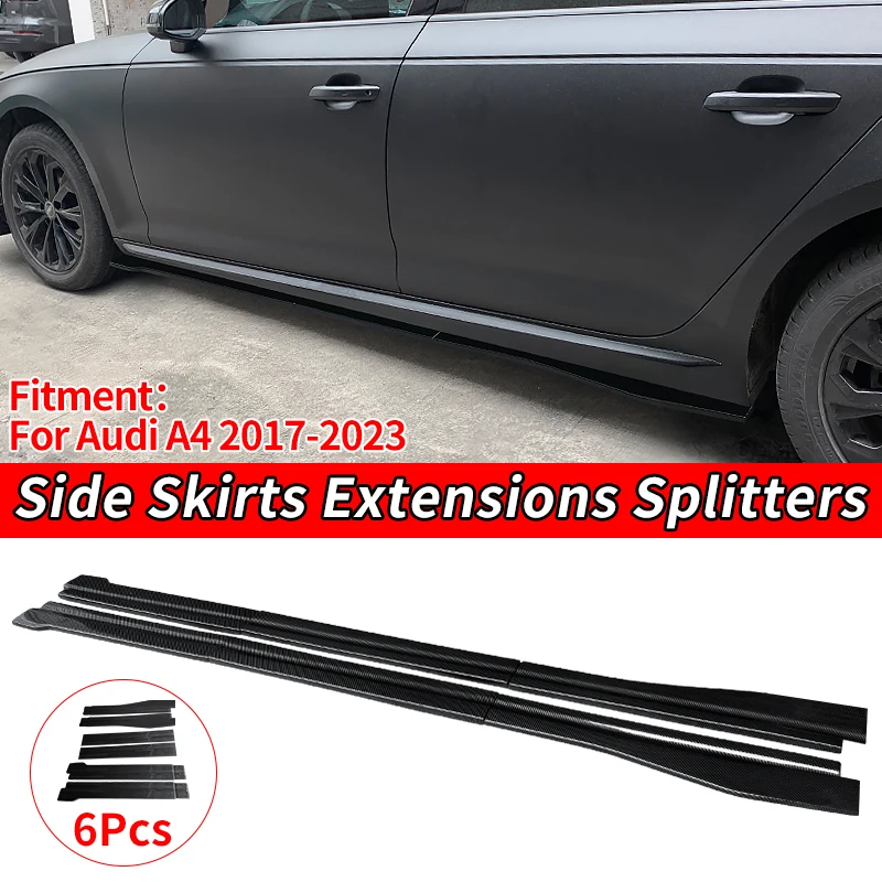 

High Quality Car Side Skirts Extensions Splitters Bumper Diffuser Spoiler Aprons Accessories Carbon Fiber For Audi A4 2017-2023