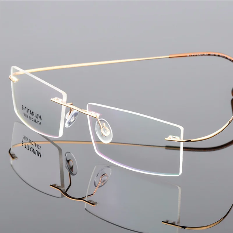 

Lightweight Rimless Glasses Steel Frame Eyeglasses Small Square Spectacle Prescription Optical -0.5 -1 -1.5 -2 -2.5 -3 -4 -5