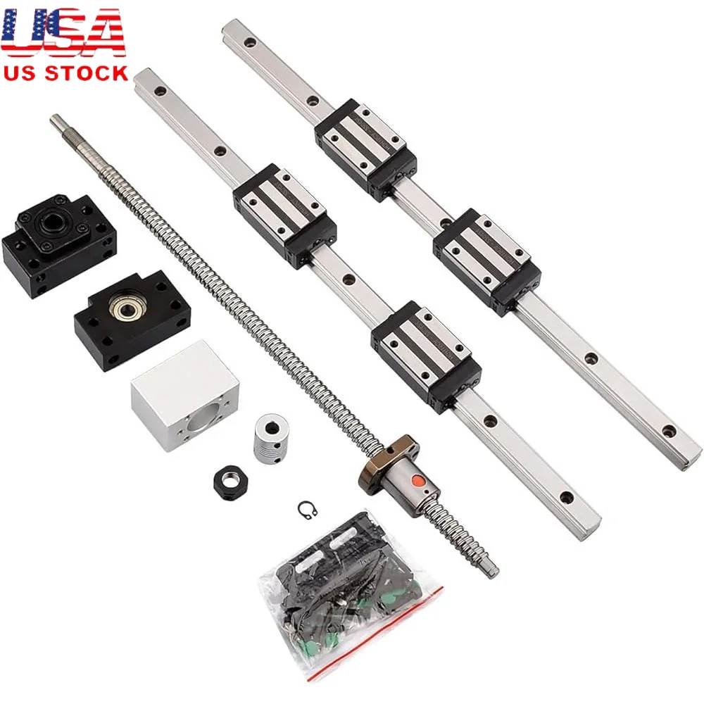 

400mm HGR20 Linear Guide Rail 2Pcs with 4 HGH20CA Bearing Blocks SFU1204 Ball Screw Kit with Nut Ball Nut Housing Coupler