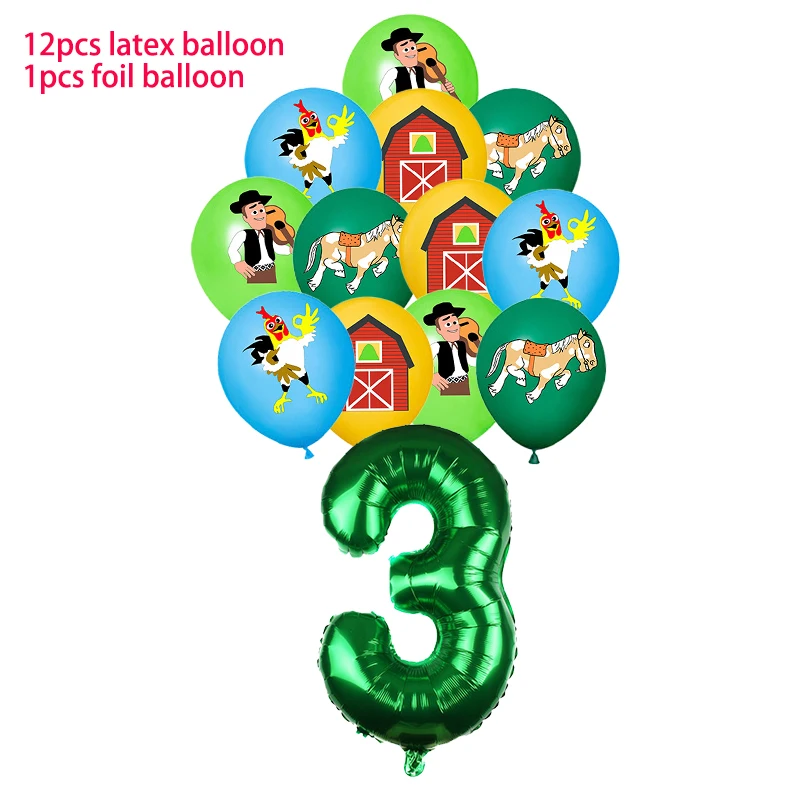 La Granja Zenon Birthday Party Decoration Balloon Banner Cake Topper Tableware Farm Party Supplies Baby Shower