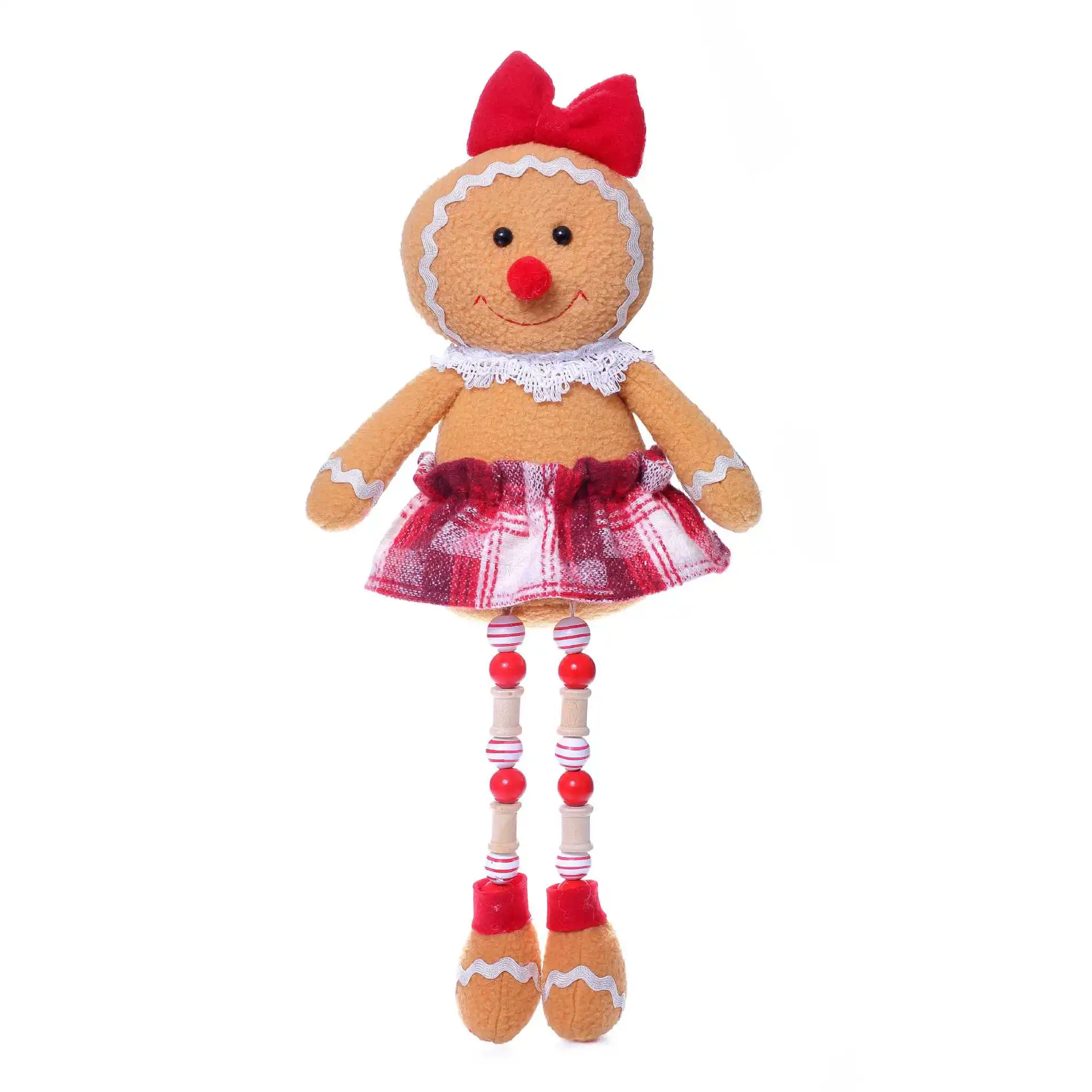 Lebkuchenmann Puppe Holzperlen Puppe Weihnachtsatmosphäre Dekoration Ornament Home Festival Zwergpuppe Dekoration Lieferungen Neu – Detail 5