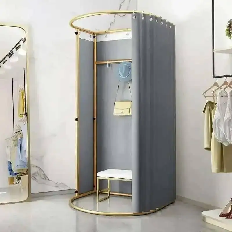 حامل بسيط المحمول تخزين الستار تخزين الرف غرفة المنقولة خلع الملابس المؤقتة متجر الملابس الطابق تركيب غرفة رف شاشة #2