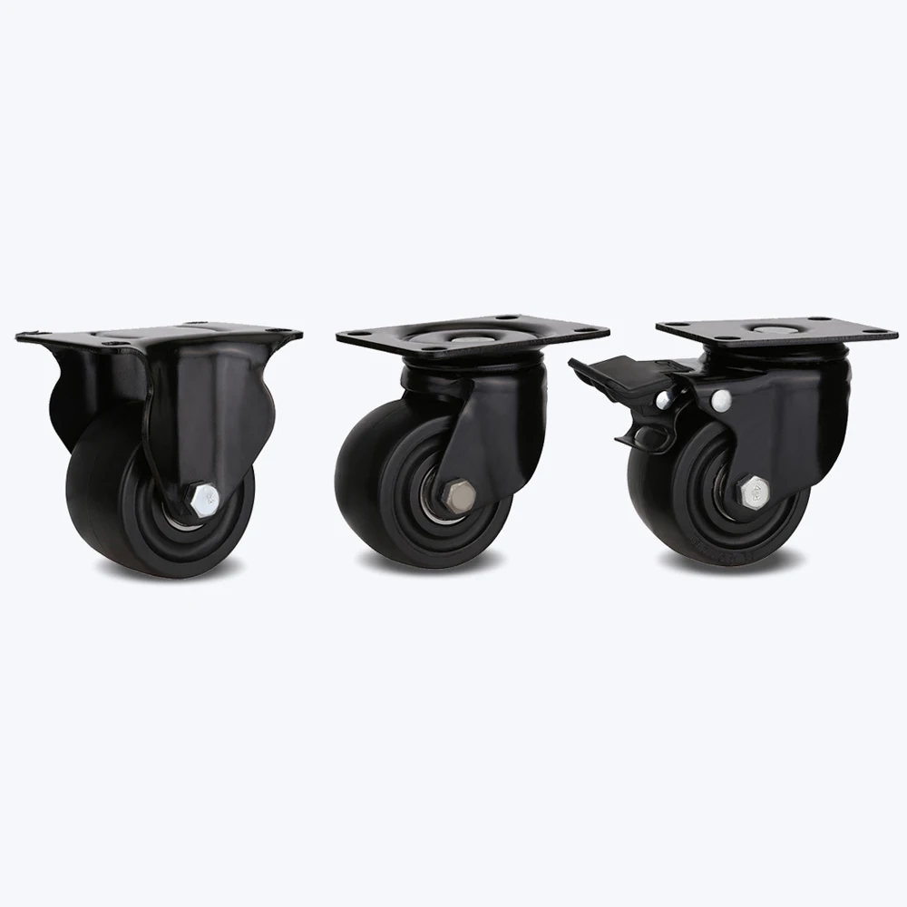 Heavy Duty Swivel Caster Wheel, Low Gravity Center Black Caster Wheels, Durable & Quiet & Sturdy Nylon Wheels for Industrial