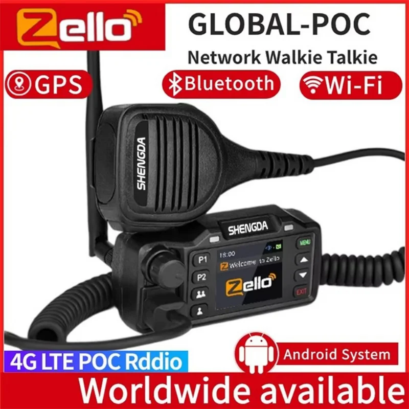 ZELLO Car Mobile Radio SD-C8 4G POC 5000KM Bluetooth GPS SOS LCD Display Wireless Link Anti-Interference High-Fidelity Output