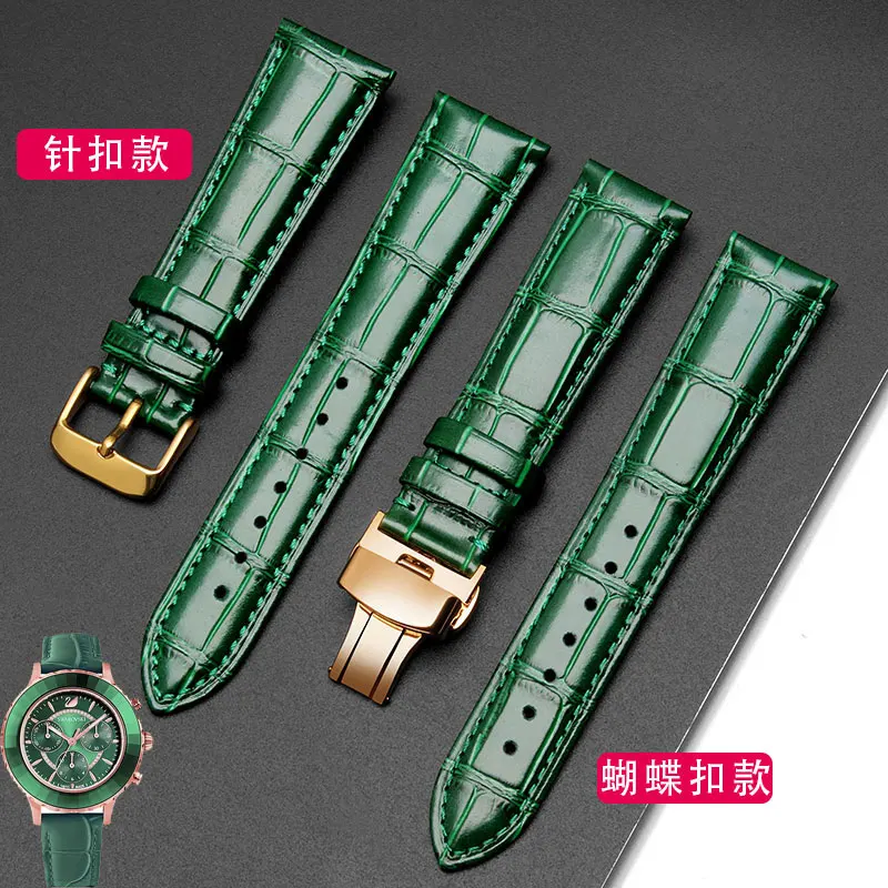 

Genuine Leather Green bamboo grain Watchband Butterfly Buckle 12mm 14mm 16mm 18mm 20mm 22mm Mens Womens watch Strap bracelet