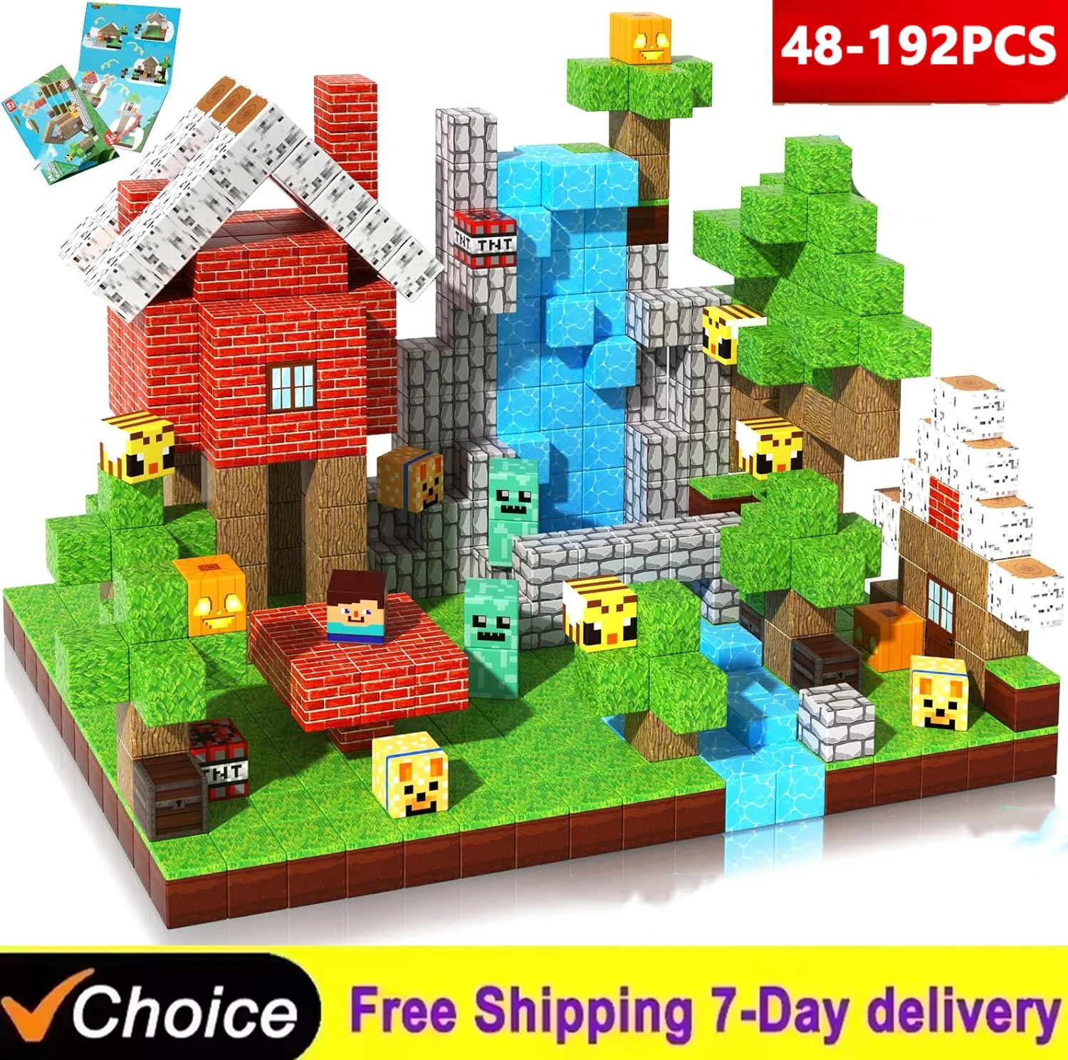 Blocs magnétiques-100PCS Blocs de construction magnétiques Carreaux magnétiques Cubes de construction pour enfants 2025 Jouets de jeu STEM améliorés Anniversaires de Noël