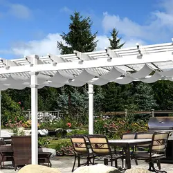 New 2.5x3m~3x6m 300D Waterproof Polyester Telescopic Wave Sunshade Net Home Garden Gazebo Pergolas Rainproof Sliding Canopy